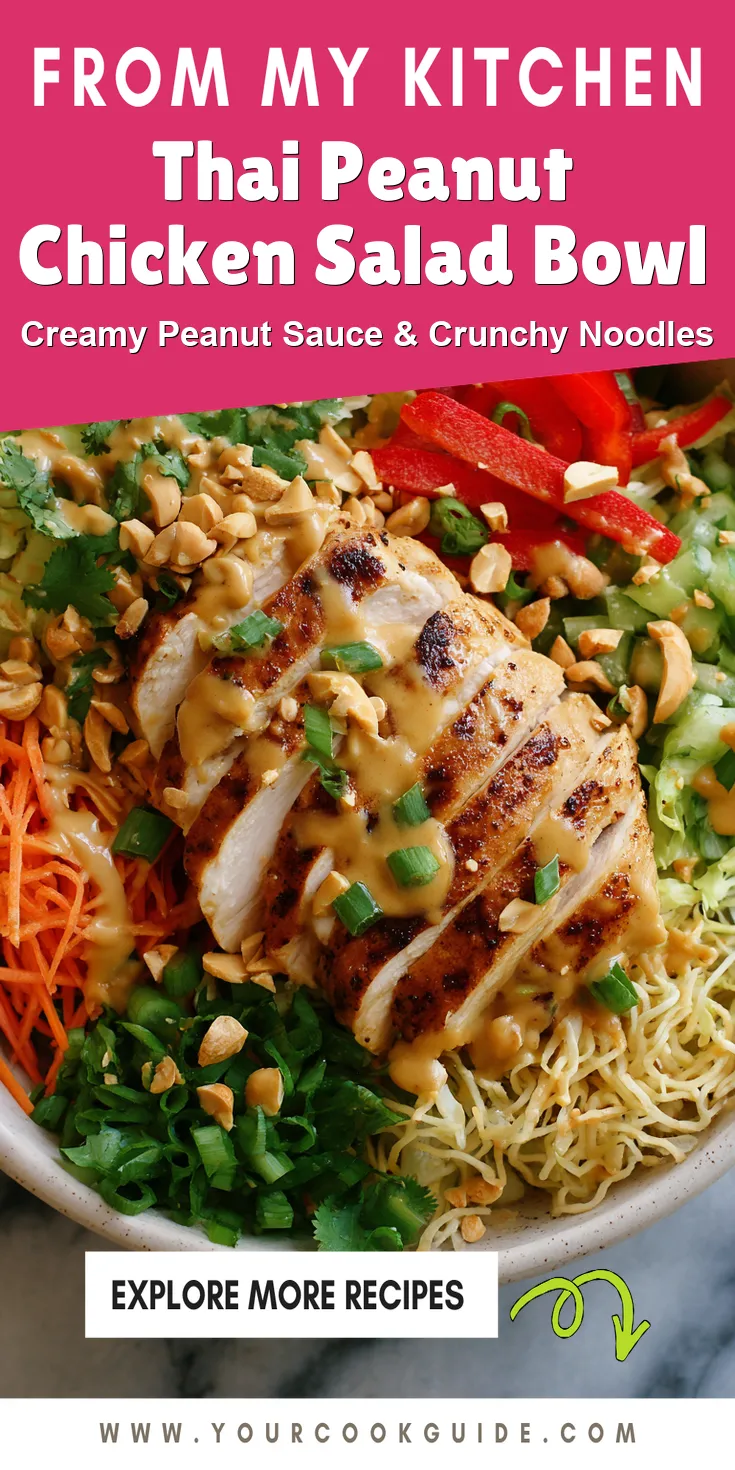 Thai Peanut Chicken Salad Bowl served warm with cozy spices