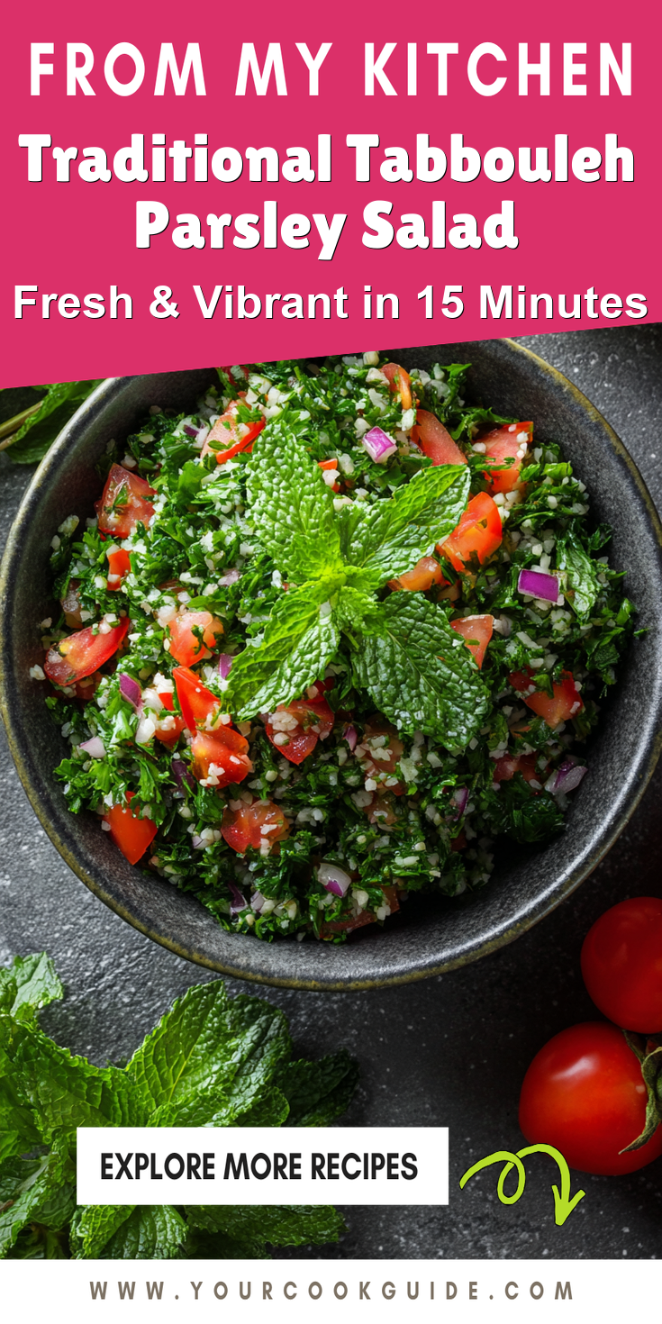 Traditional Tabbouleh Parsley Salad served warm with cozy spices