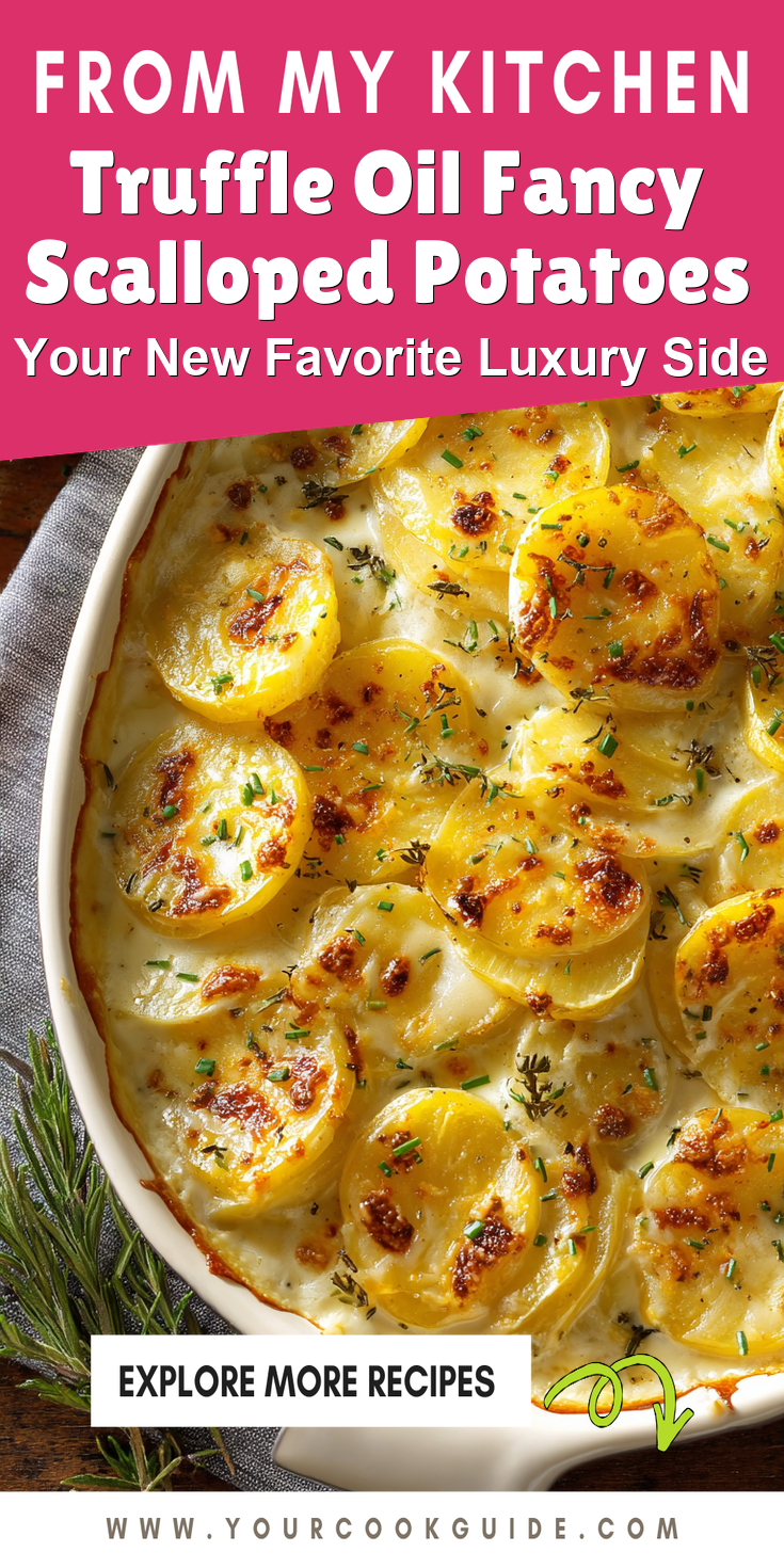 Truffle Oil Fancy Scalloped Potatoes served warm with cozy spices