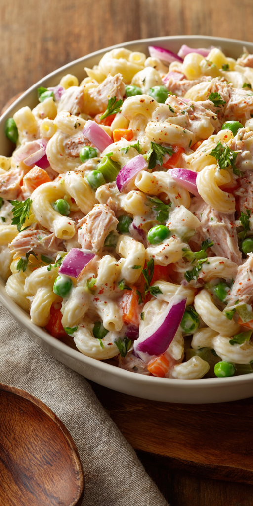 Tuna Macaroni Salad Quick Weeknight Dinners served warm with cozy spices