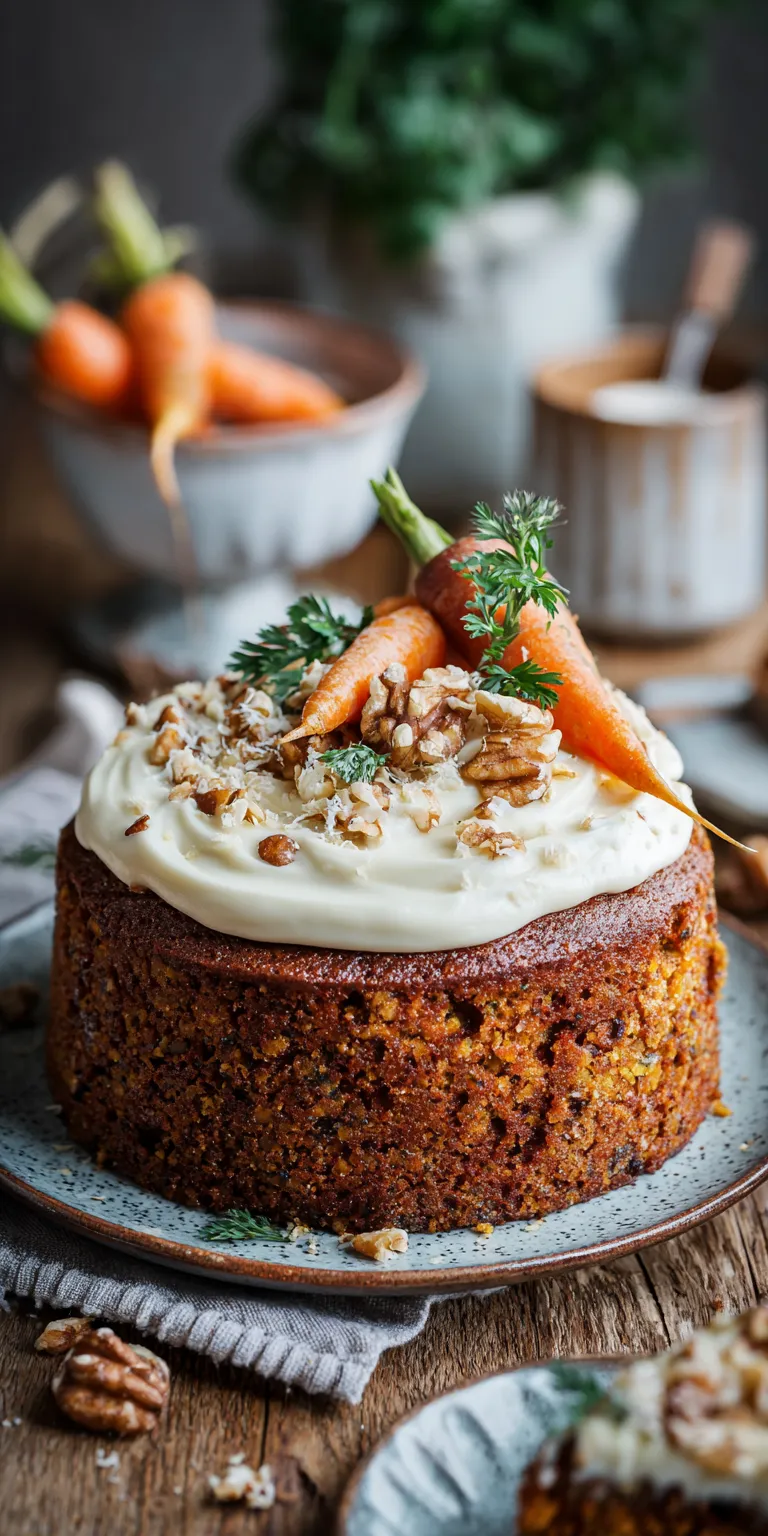 Vegan Carrot Cake with Cashew Frosting served warm with cozy spices