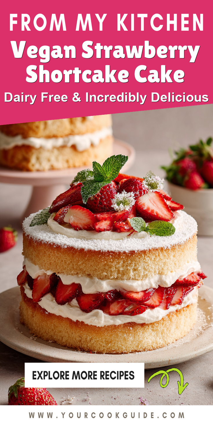 Vegan Strawberry Shortcake Cake served warm with cozy spices