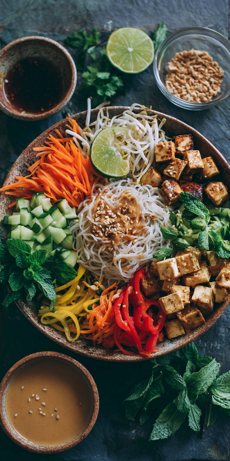 Vegetarian Spring Roll Bowls served warm with cozy spices