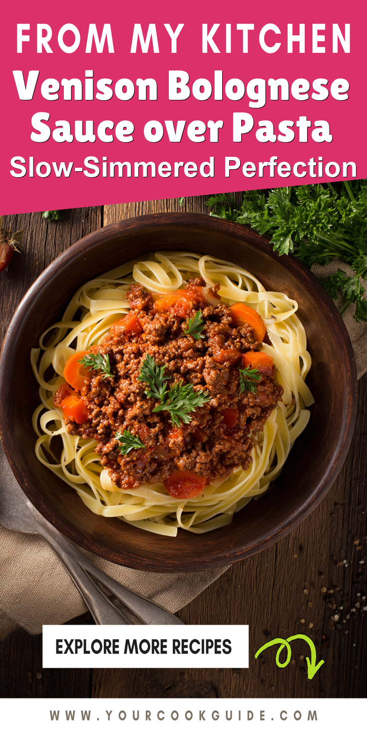 Venison Bolognese Sauce over Pasta served warm with cozy spices