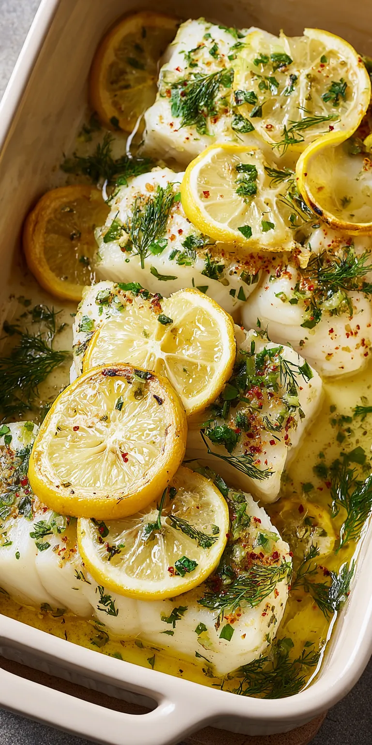 Baked Cod with Lemon High Protein Dinner served warm with cozy spices