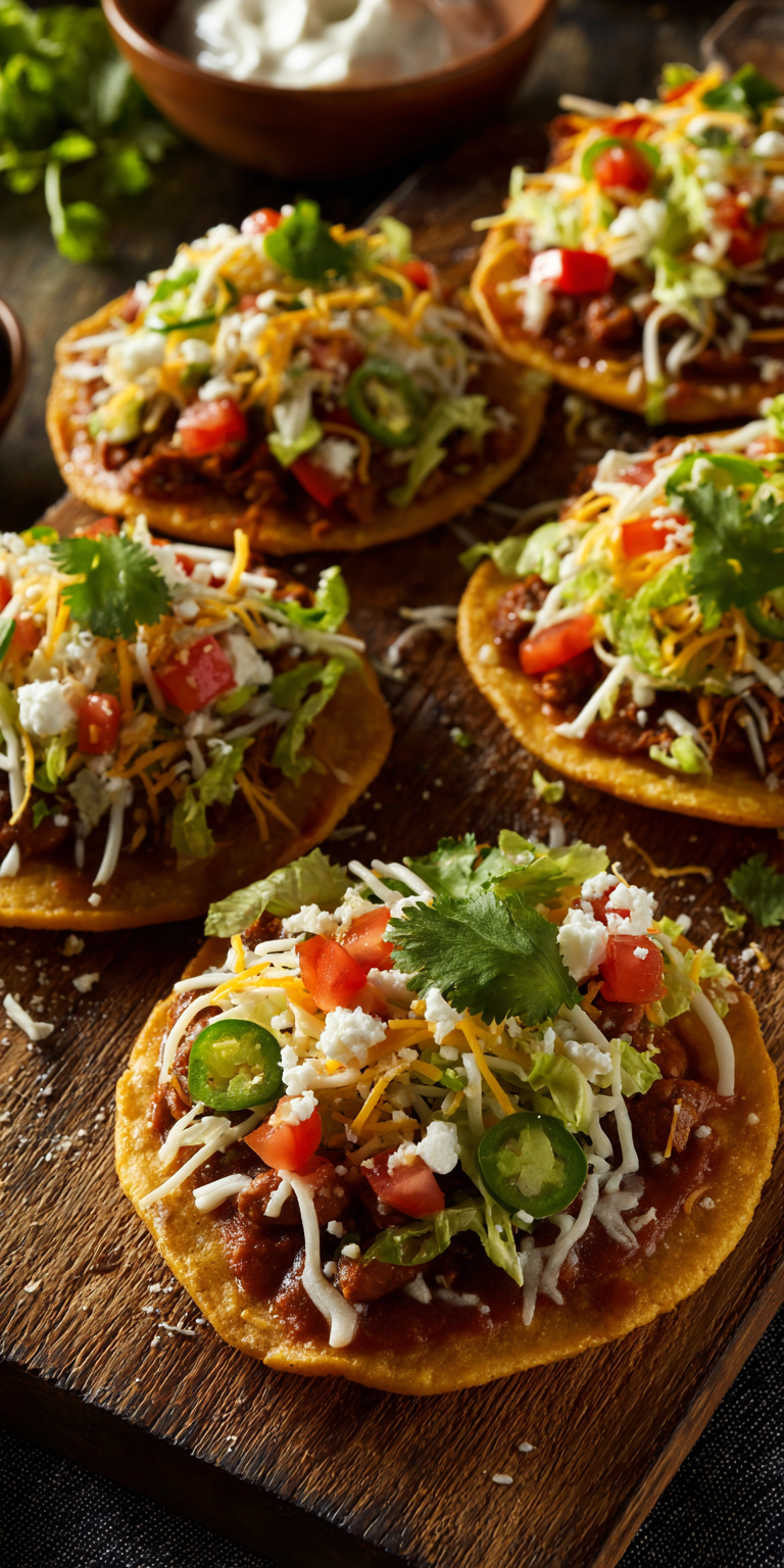 Bean and Cheese Tostadas Simple Recipe served warm with cozy spices
