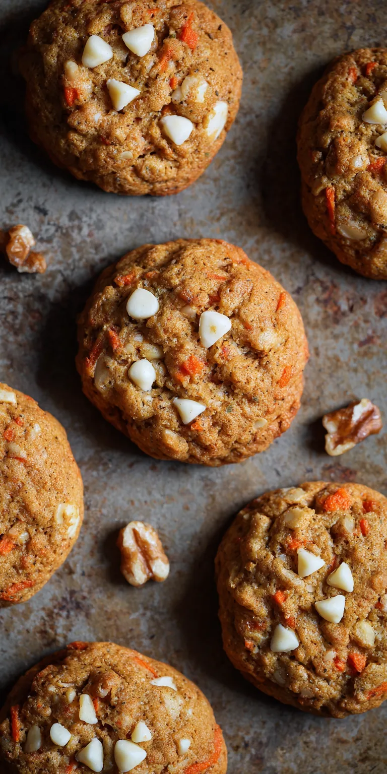 Carrot Cake Cookies with White Chocolate served warm with cozy spices