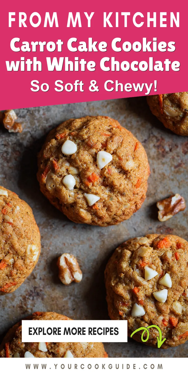 Carrot Cake Cookies with White Chocolate served warm with cozy spices