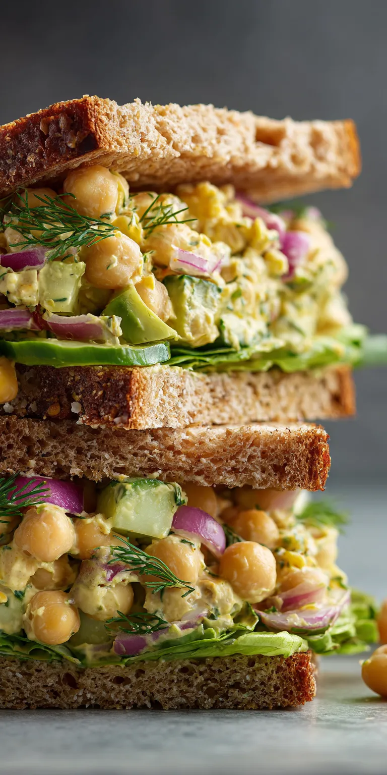Chickpea Salad Sandwich High Protein Lunch served warm with cozy spices