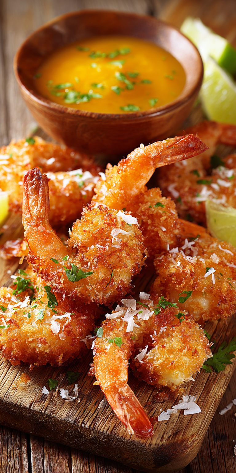 Coconut Shrimp Tropical Seafood served warm with cozy spices