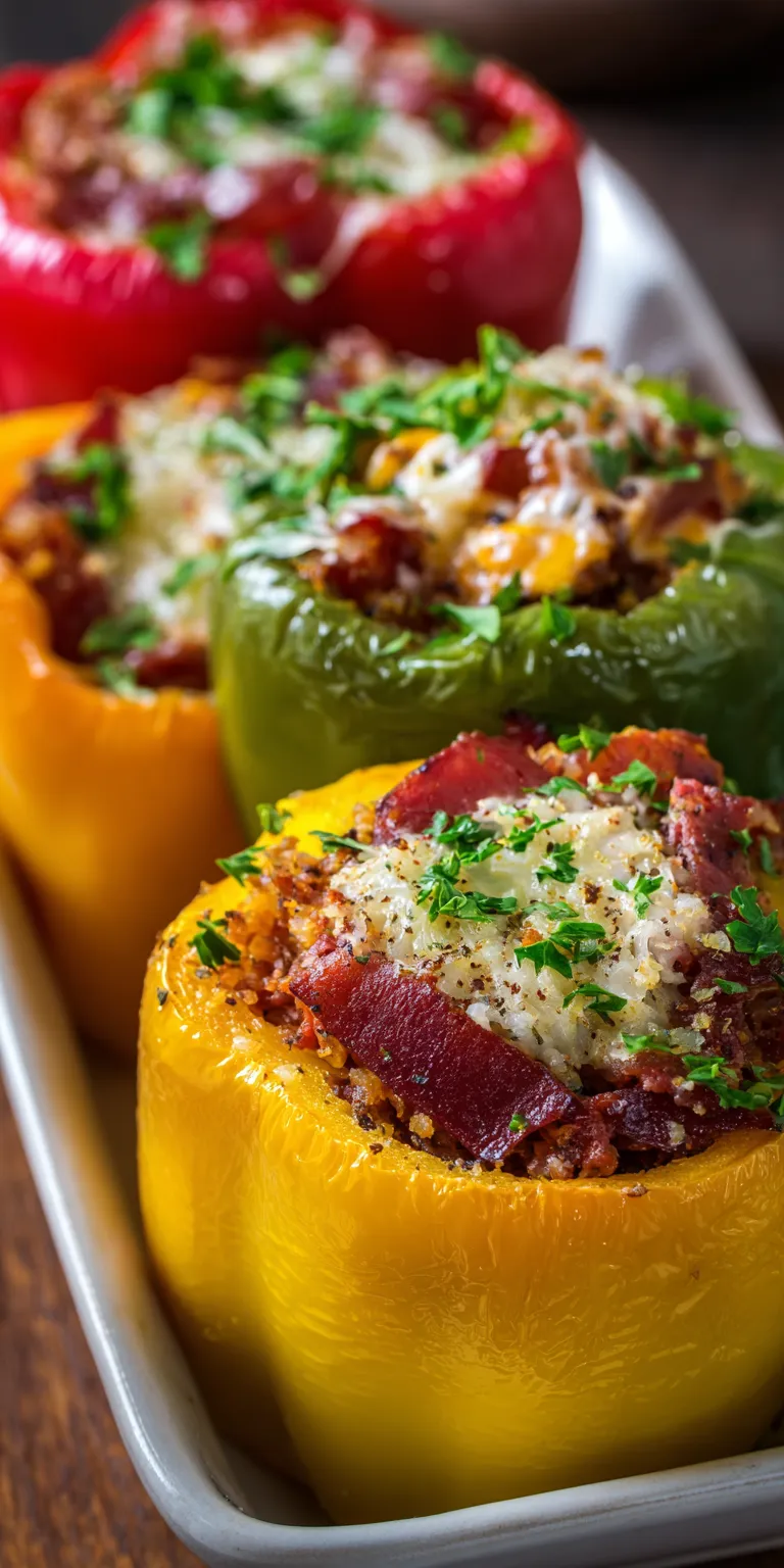 Corned Beef Stuffed Bell Peppers served warm with cozy spices