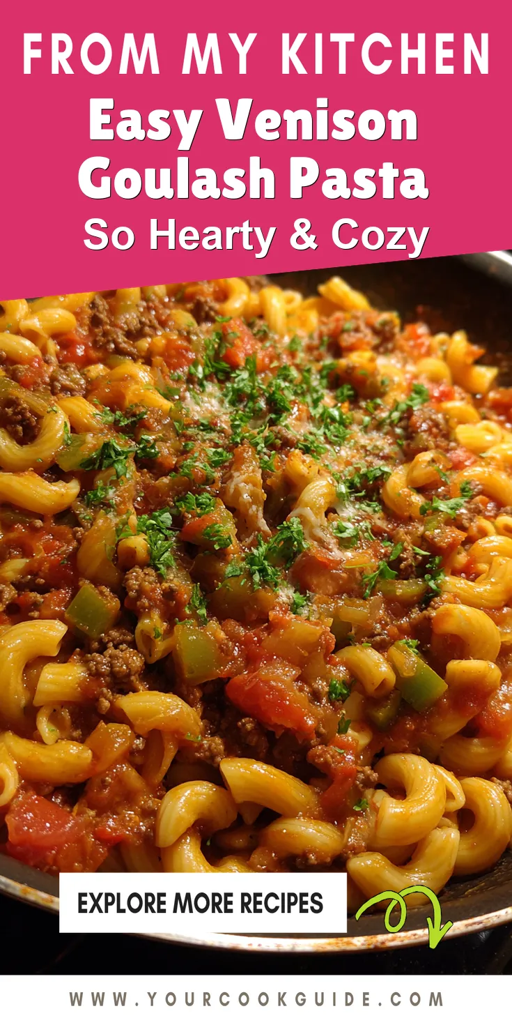 Easy Venison Goulash Pasta served warm with cozy spices