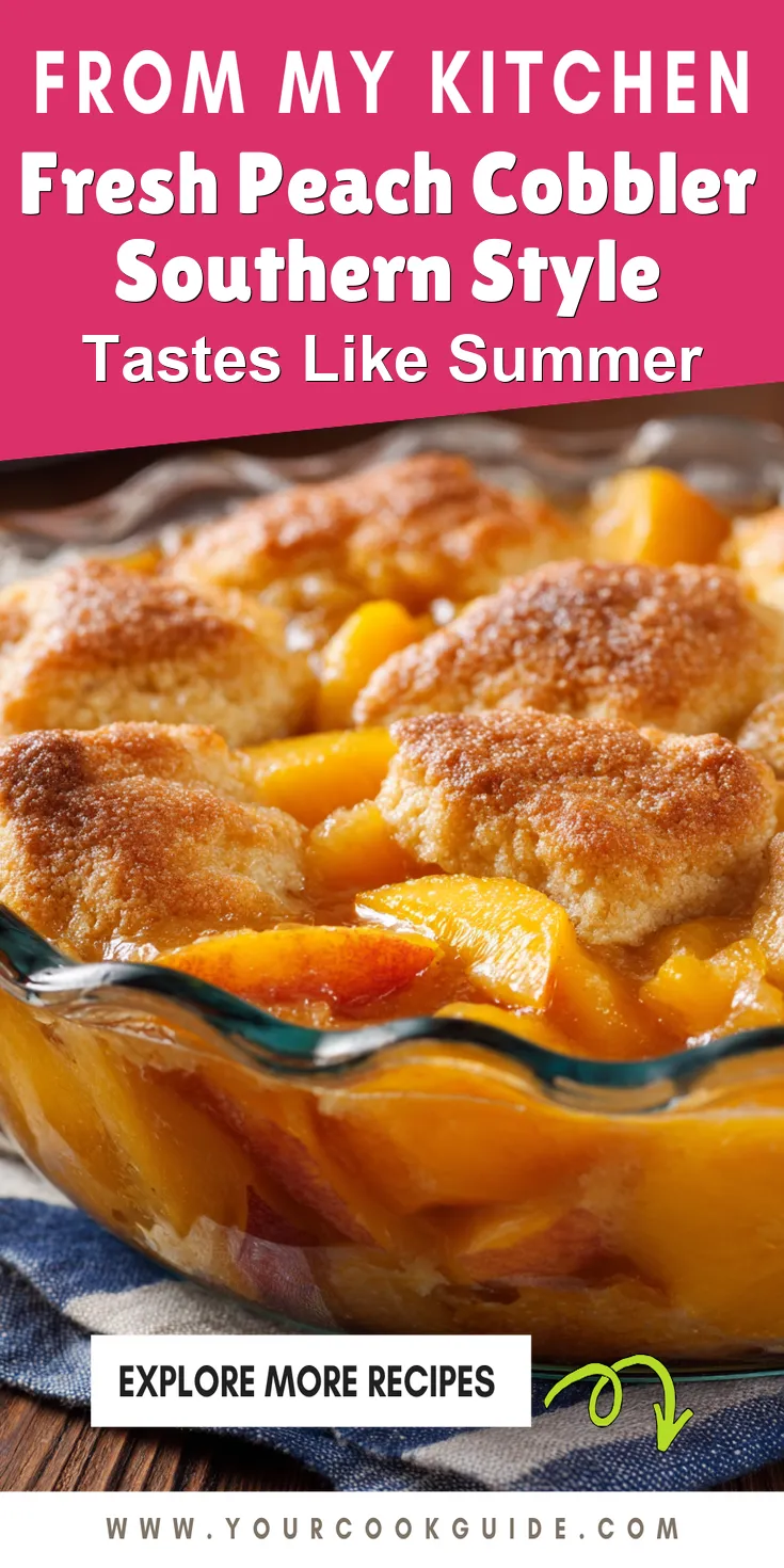 Fresh Peach Cobbler Southern Style served warm with cozy spices