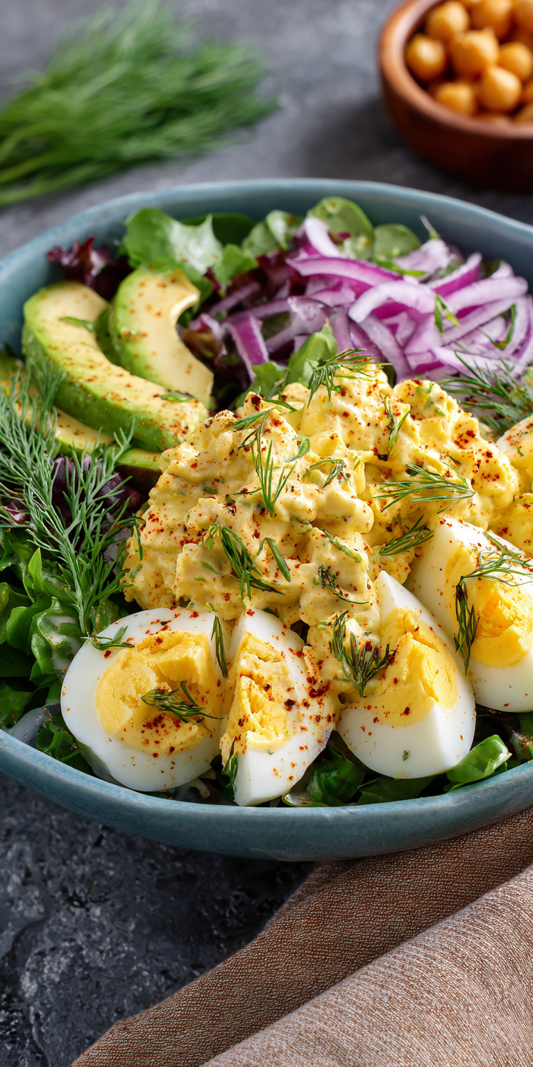 High Protein Egg Salad Bowl served warm with cozy spices