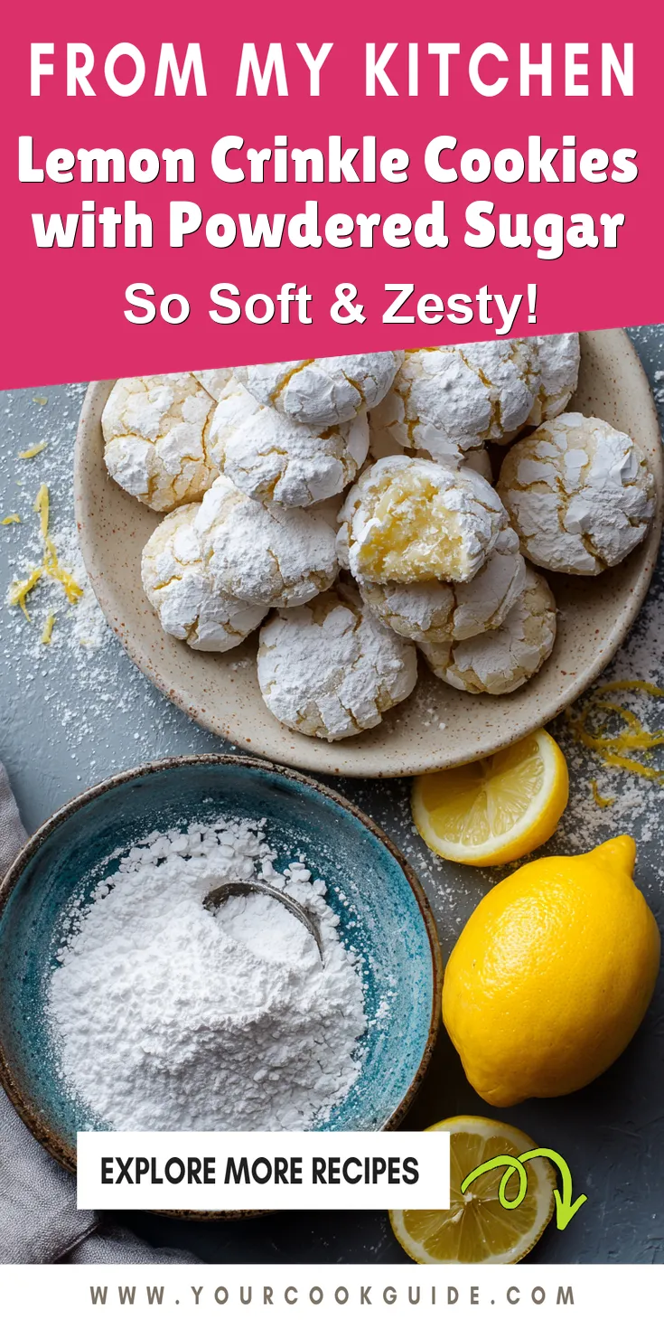 Lemon Crinkle Cookies with Powdered Sugar served warm with cozy spices