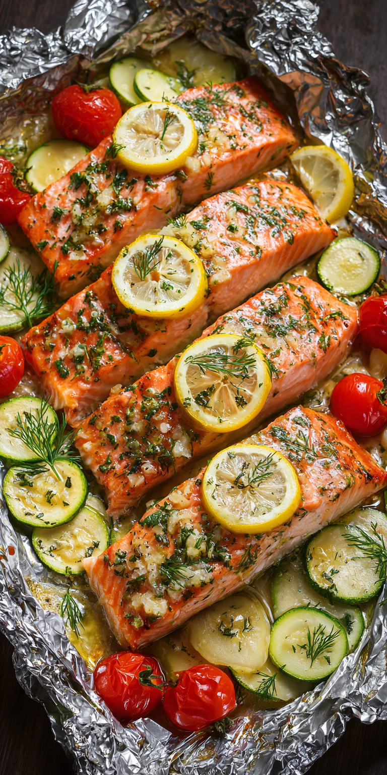 Lemon Dill Salmon Foil Packets served warm with gentle spices and a cozy aroma