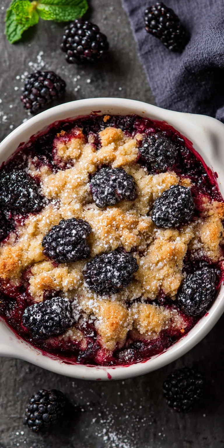 Low Carb Blackberry Cobbler served warm with cozy spices