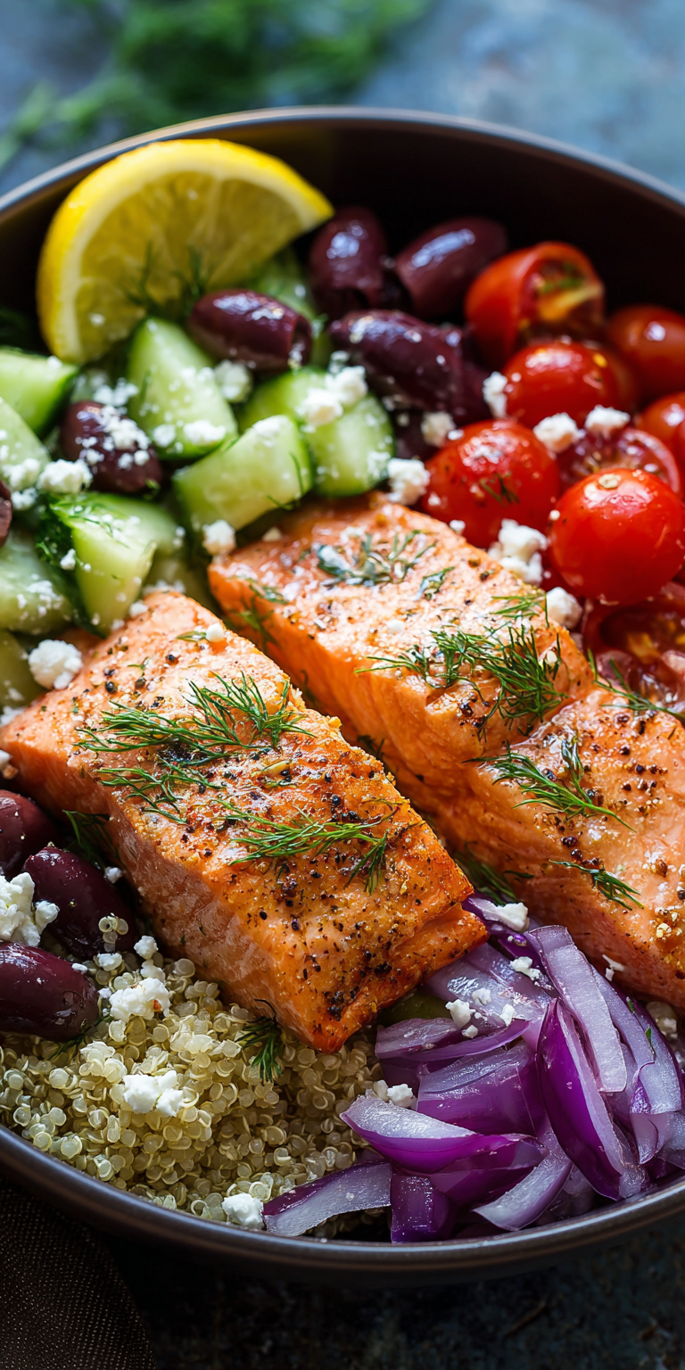 Mediterranean Salmon Quinoa Bowl Recipe