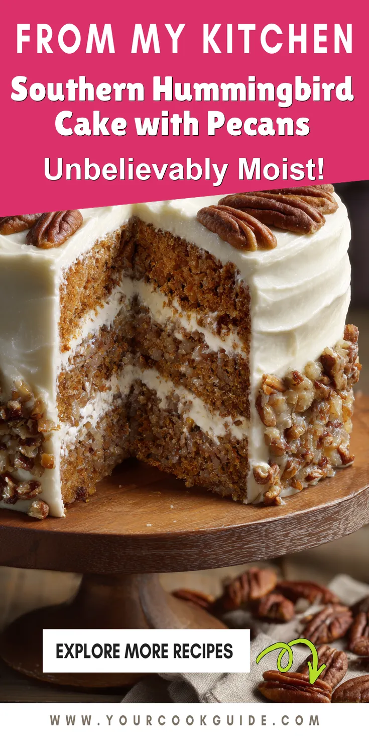 Southern Hummingbird Cake with Pecans served warm with gentle spices and a cozy aroma
