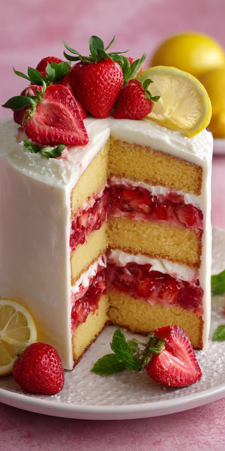 Strawberry Lemonade Layer Cake served warm with cozy spices