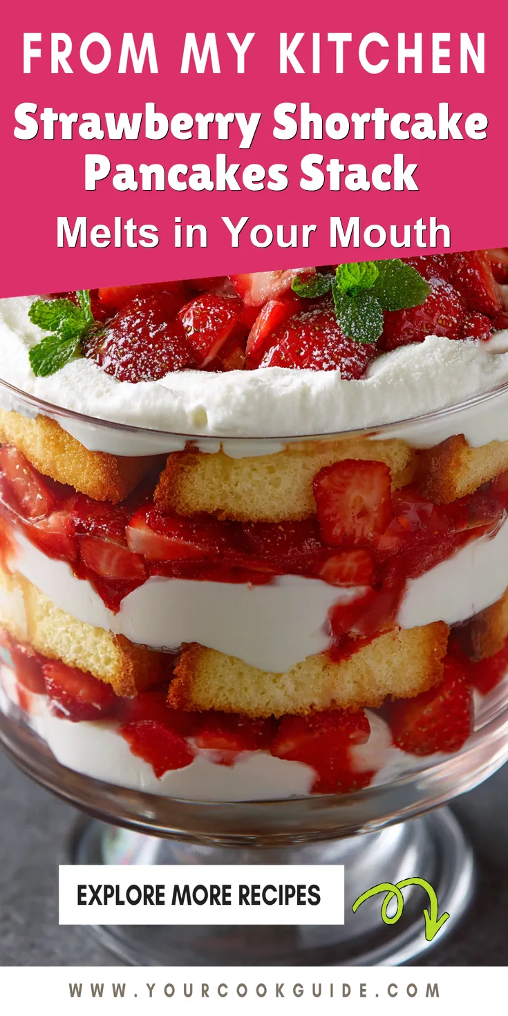 Strawberry Shortcake Pancakes Stack served warm with cozy spices