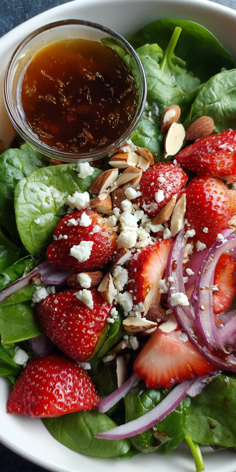 Strawberry Spinach Balsamic Salad Bowl served warm with cozy spices