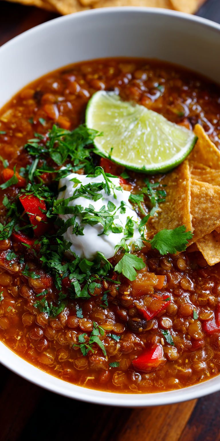 Vegetarian Lentil Tortilla Soup Recipe